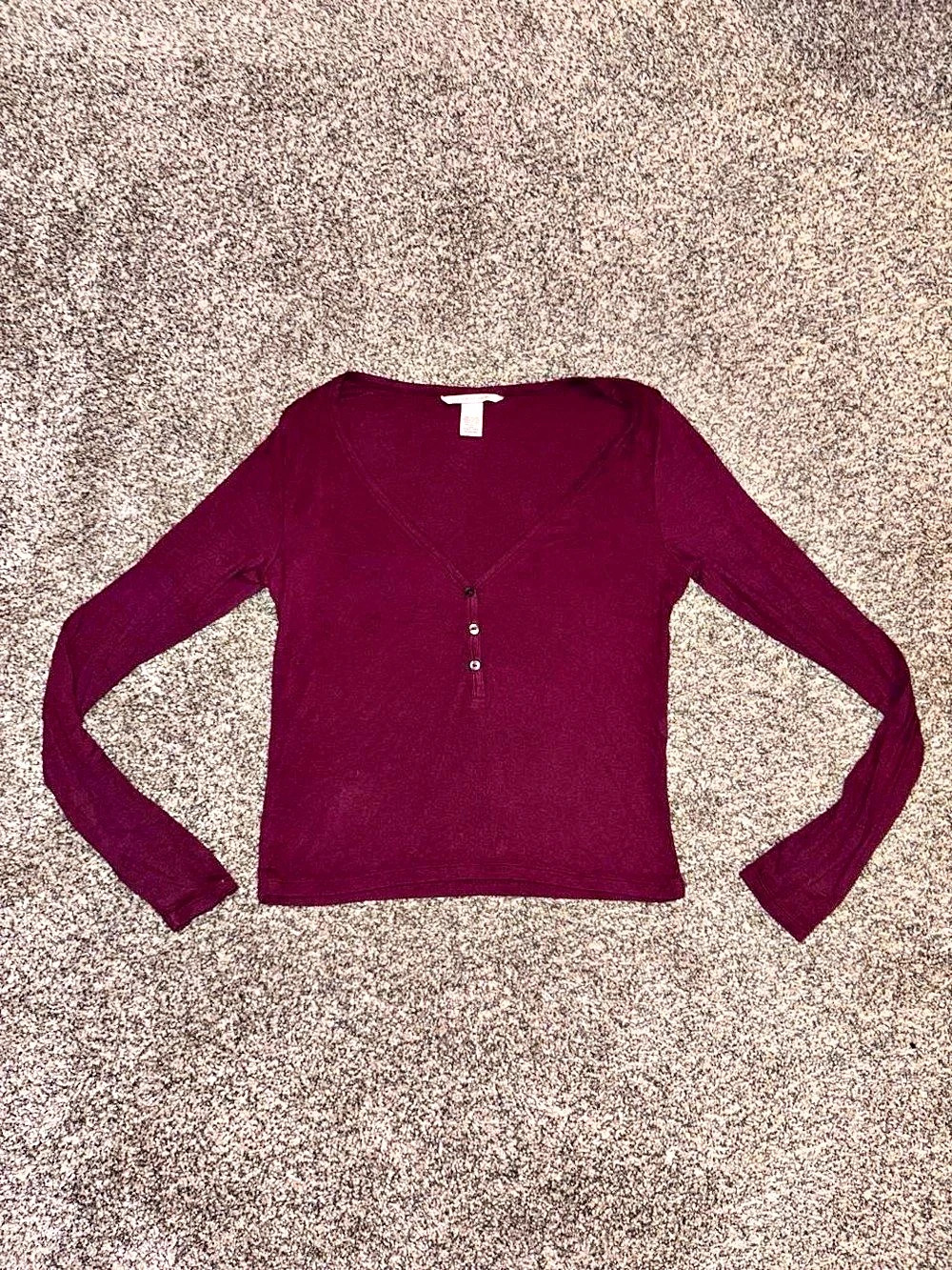 Victoria's Secret burgundy long sleeve henley top